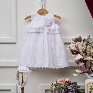 Φόρεμα βάπτισης από βαμβακερό μπροντερί . La Christine 22K841