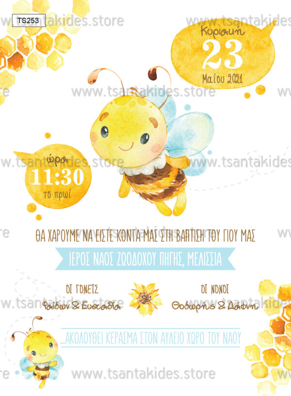 TS253 prosklitirio vaptisis boy little bee melissa