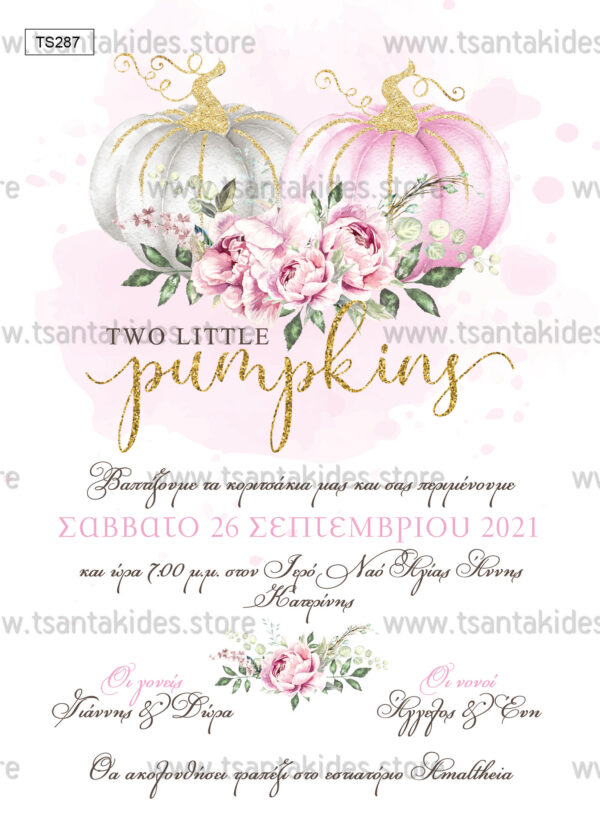 TS287 prosklitirio vaptisis twins girls sweet pumpkins