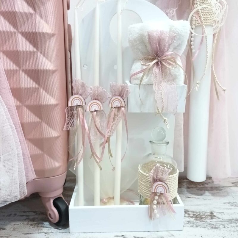 Βαπτιστικό σετ με θέμα Ουράνιο τόξο σε αποχρώσεις σάπιο μήλο - Image 2