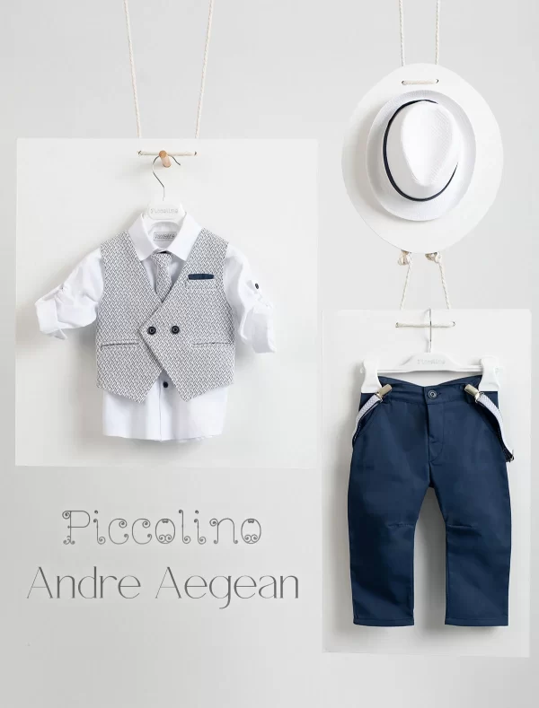 Βαπτιστικό κοστούμι Piccolino Andre σε χρώμα Aegean blue