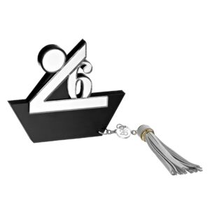 Επιτραπέζιο γούρι πλεξιγκλάς καραβάκι ασημί-μαύρο