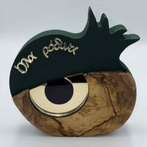 Επιτραπέζιο χειροποίητο γούρι ρόδι με ξύλο ελιάς