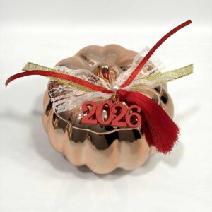 Επιτραπέζιο κεραμικό γούρι κολοκύθα φοντανιέρα rose gold