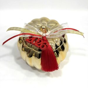 Επιτραπέζιο κεραμικό γούρι κολοκύθα φοντανιέρα gold