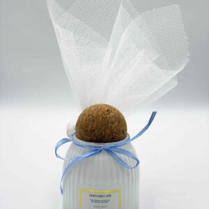 Μπομπονιέρα βάπτισης λευκό αρωματικό κερί με φελλό