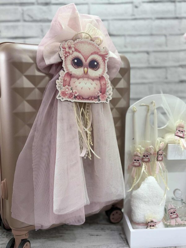 Χειροποίητο βαπτιστικό σετ για κορίτσι με θέμα κουκουβάγια - Baby owl - Image 3
