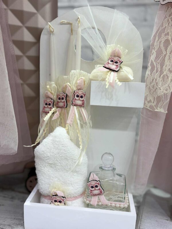 Χειροποίητο βαπτιστικό σετ για κορίτσι με θέμα κουκουβάγια - Baby owl - Image 4