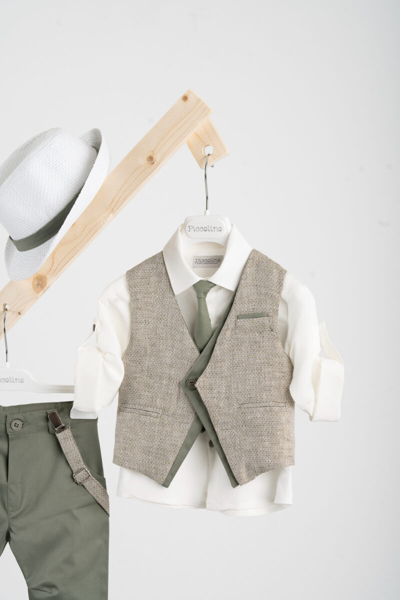 Βαπτιστικό ρούχο αγόρι Piccolino Silvio Olive - Image 2