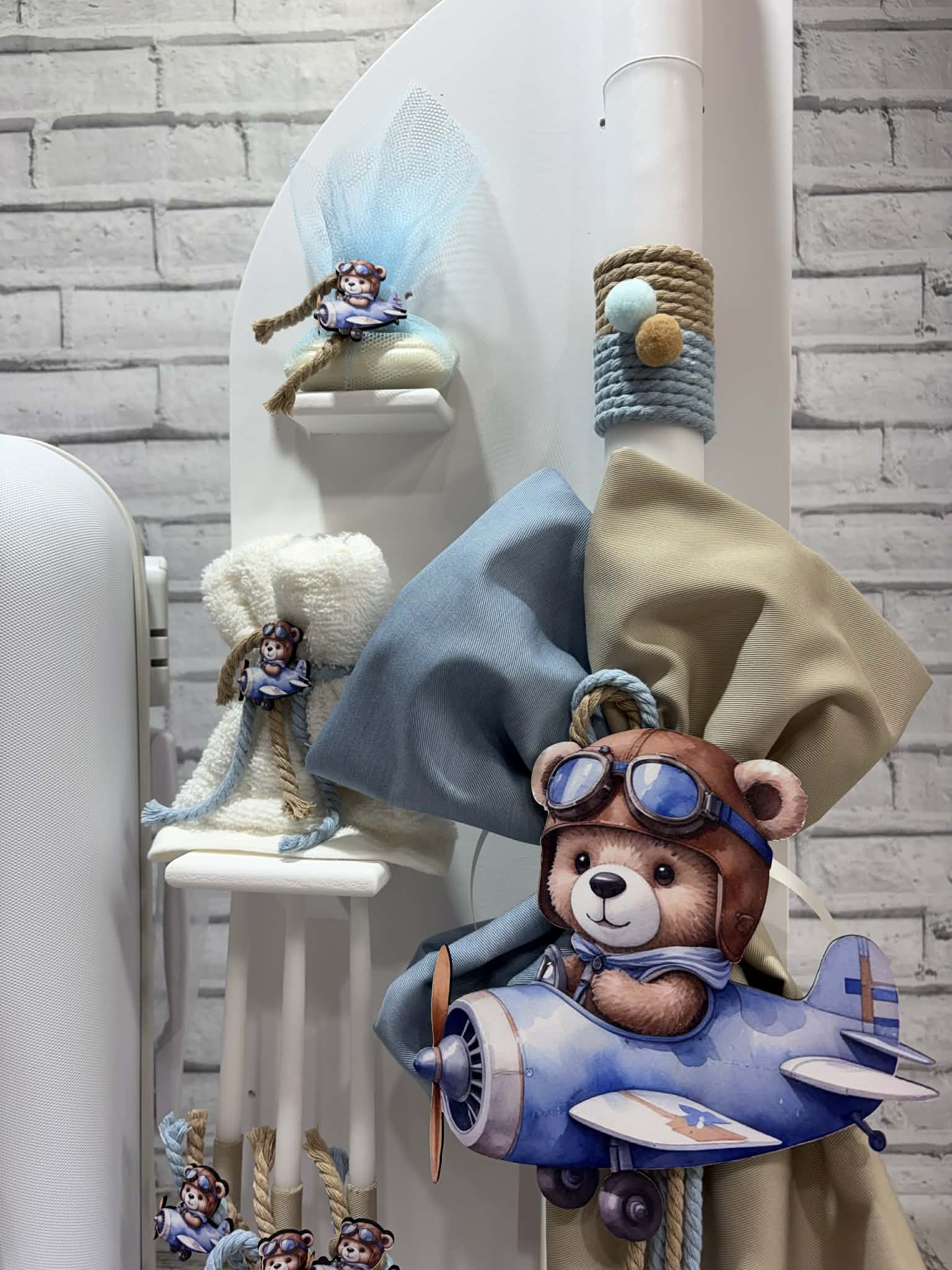 Βαπτιστικό σετ για αγόρι με θέμα αρκουδάκι αεροπλάνο - Image 3