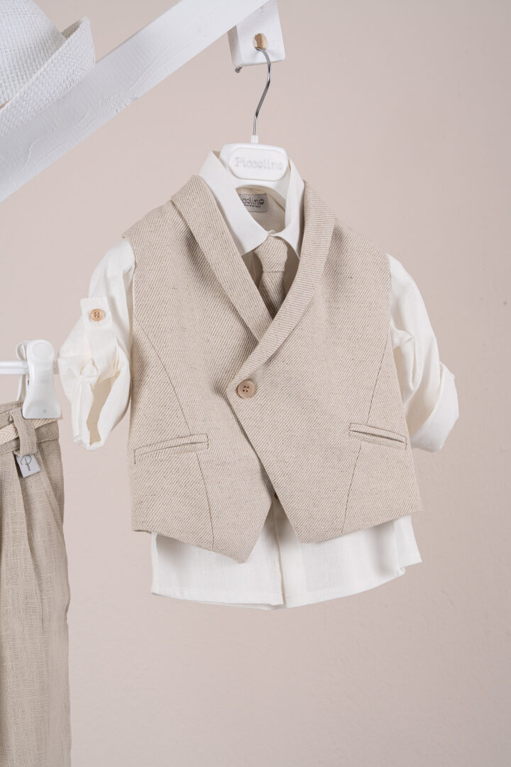 Βαπτιστικό ρούχο αγόρι Piccolino Enzo Beige - Image 2