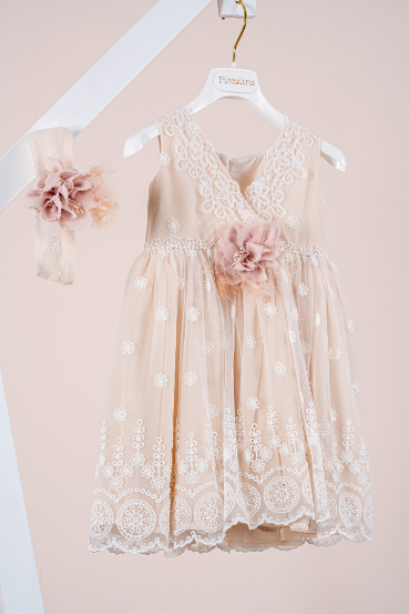 Βαπτιστικό φόρεμα Piccolino Marisol Nude - Image 2