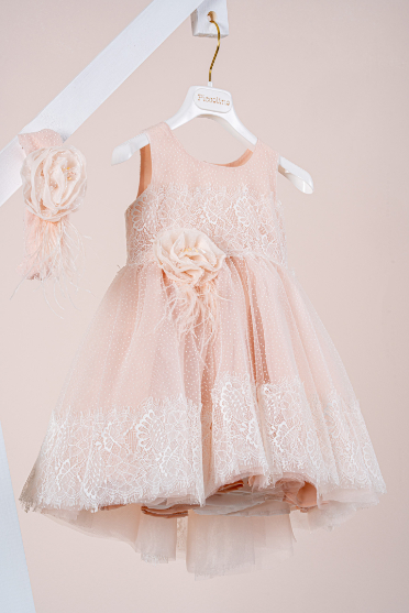 Βαπτιστικό φόρεμα Piccolino Marcella Peach - Image 2