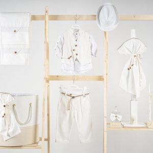 Βαπτιστικό πακέτο αγόρι Piccolino Enrique Off White με Καλάθι