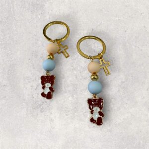 Χειροποίητα μαρτυρικά βάπτισης μπρελόκ αρκουδάκι MARB34