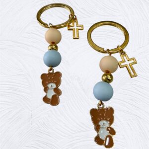 Χειροποίητα μαρτυρικά βάπτισης μπρελόκ αρκουδάκι MARB35